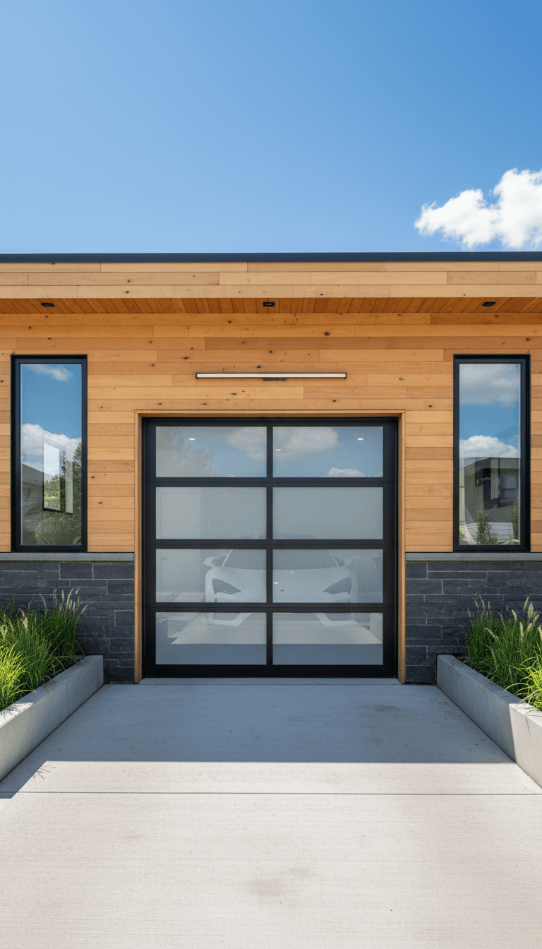 Newly installed residential garage door