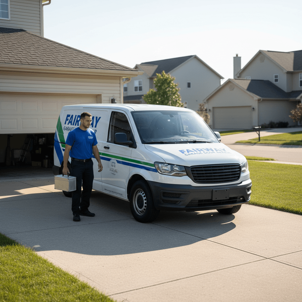 Service van and technician arriving for emergency repair